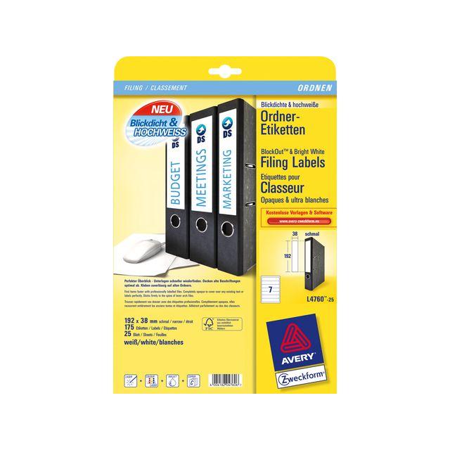 Label AVERY narrow binders 192x38 175/pack