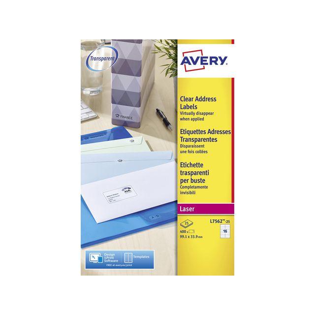 Label AVERY transp 99,1x33,9mm 400/fp