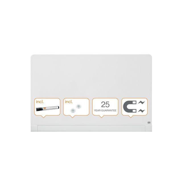 Glass board NOBO 57' white rounded corners