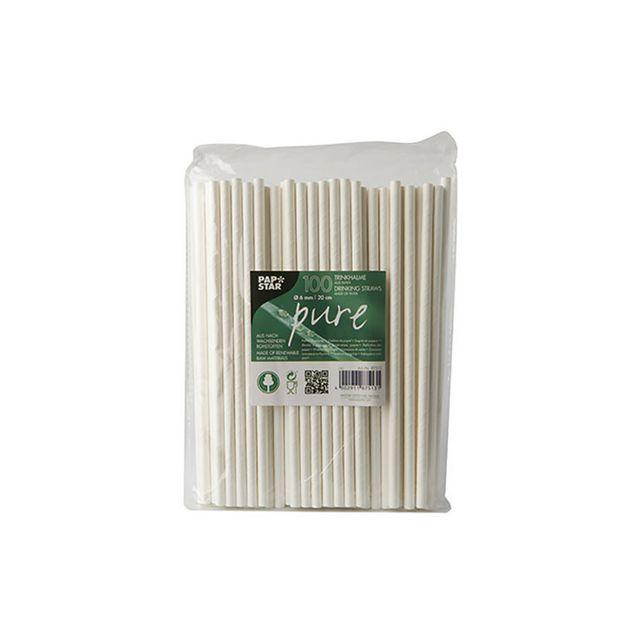 Straws PURE paper 6mmx20cm white 100/pack