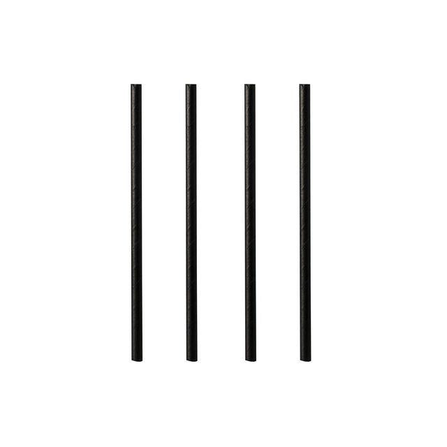 Straws PURE paper 8mmx21cm black 100/pack