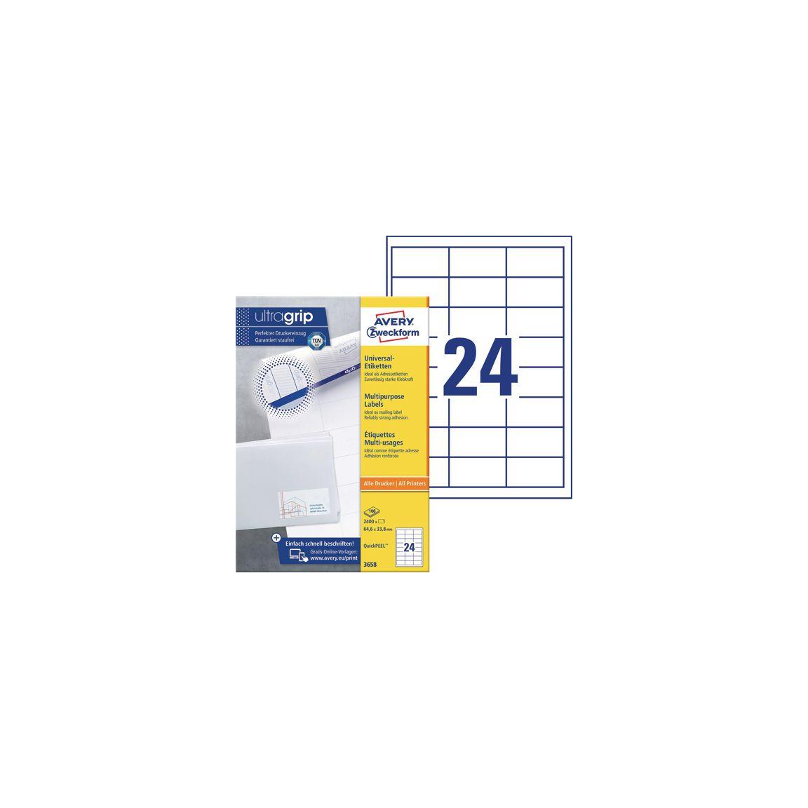 Label AVERY 64,6x33,8mm 2400/pc