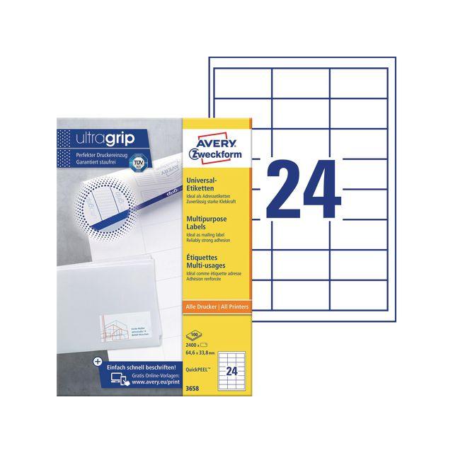 Label AVERY 64,6x33,8mm 2400/pc