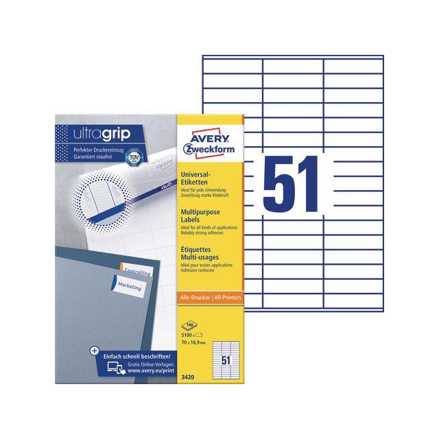 Label AVERY 70x16,9mm 5100/fp
