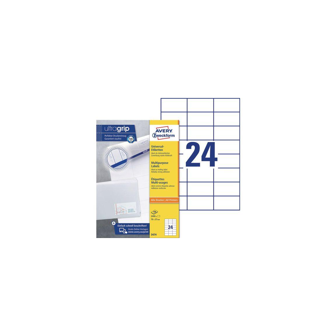 Label AVERY 70x37mm 2400/pc