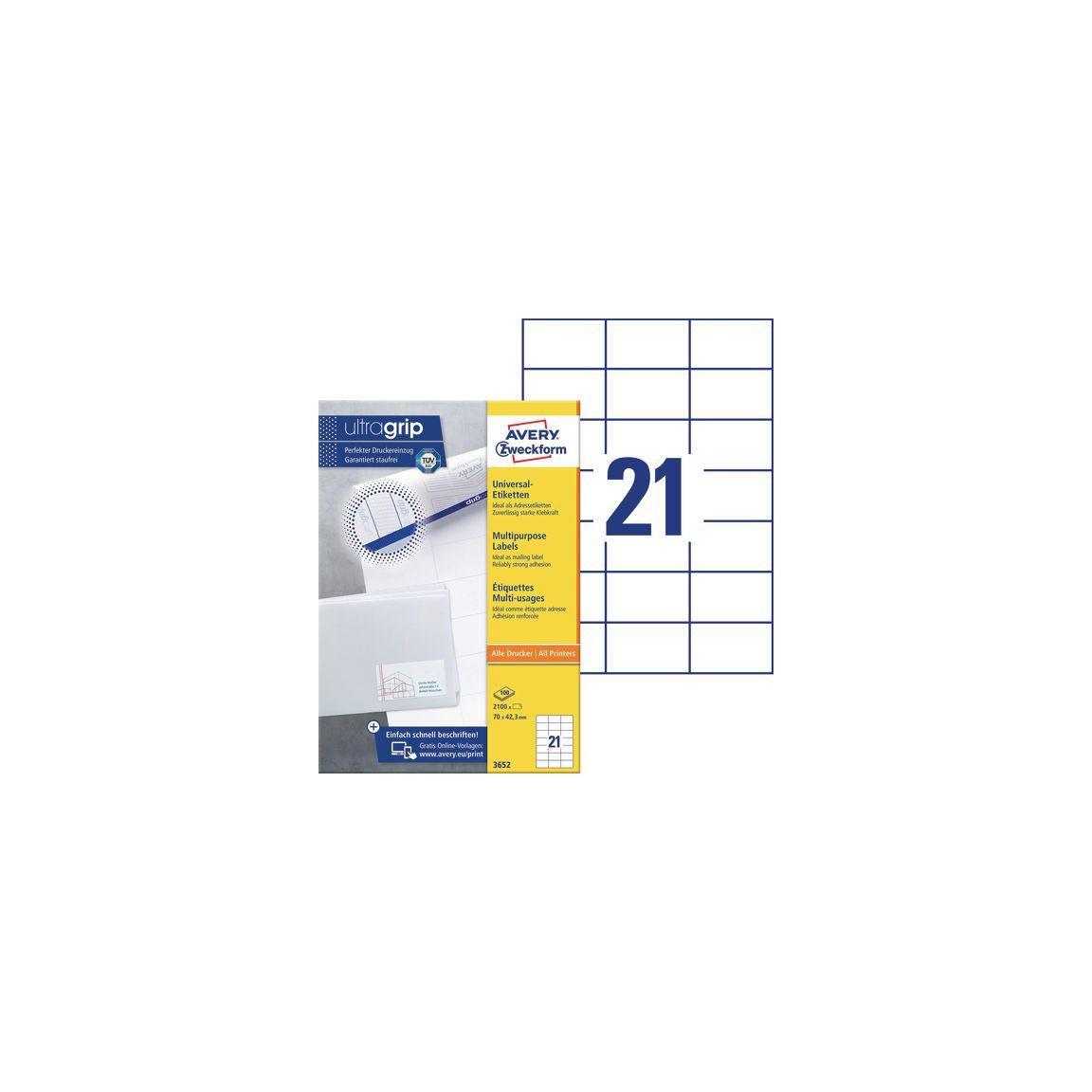 Label AVERY 70x42,3mm 2100/pc