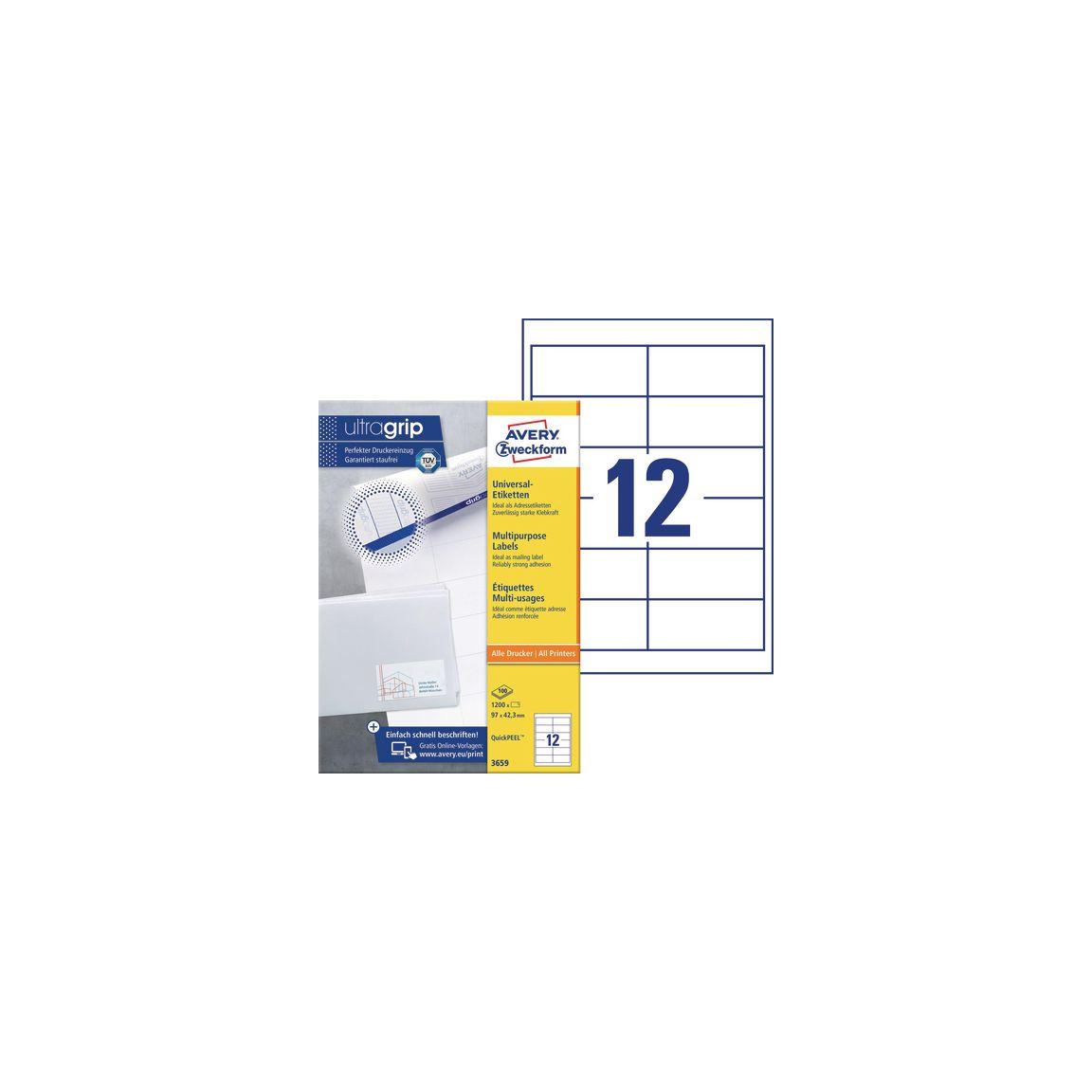 Label AVERY 97x42,3mm 1200/pc