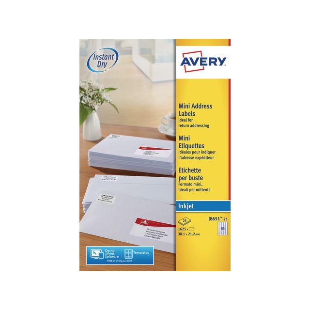 Label AVERY QD 38,1x21,2mm 1625/fp