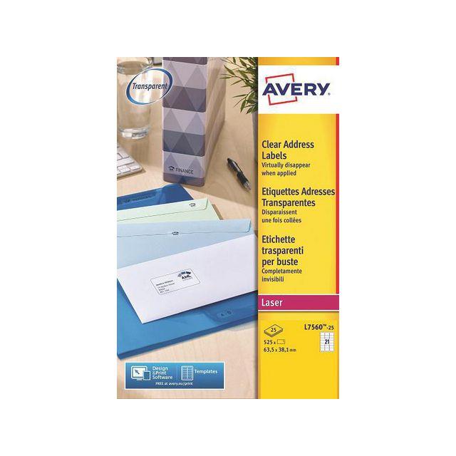 Label AVERY 63,5x38,1mm transp 525/fp
