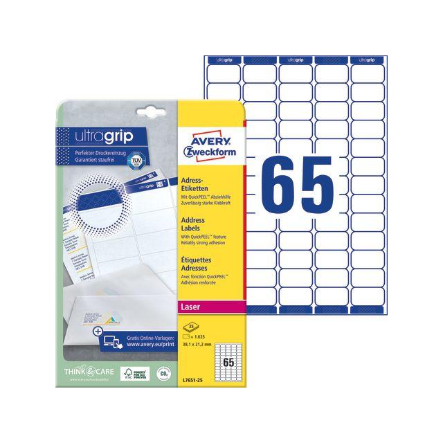 Label AVERY QP 38,1x21,2mm 1625/fp