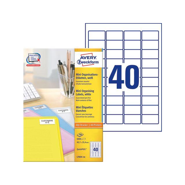 Address label AVERY 45,7x25,4mm 4000/pc