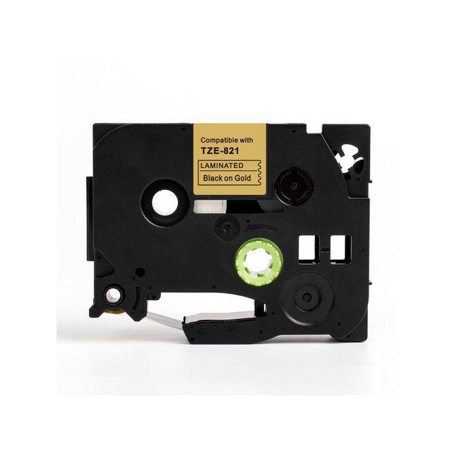 Tape 9mm TZe-821 black on gold