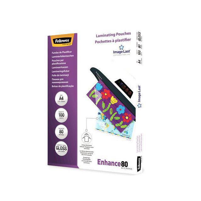 Laminate FELLOWES A4 80mic clear 100/pack