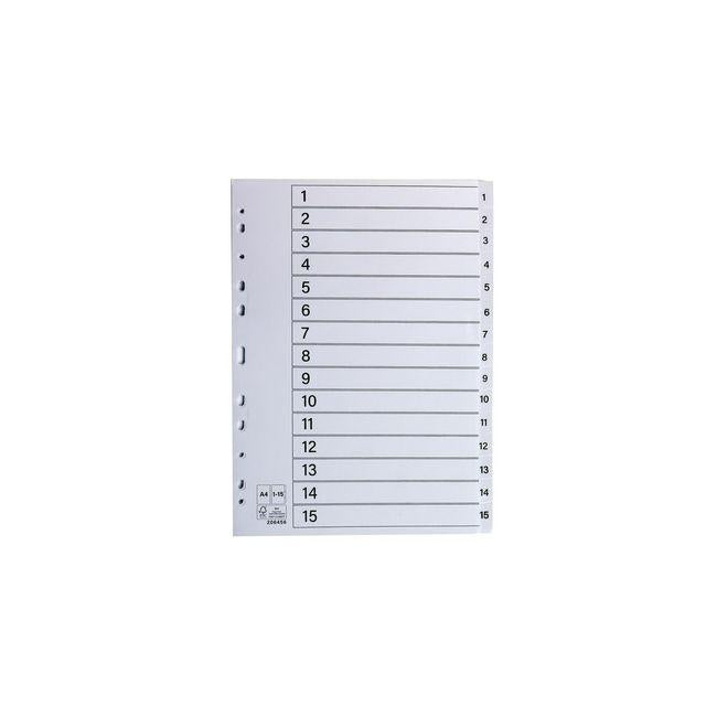 Register plastic tab 1-15 white 10/pack