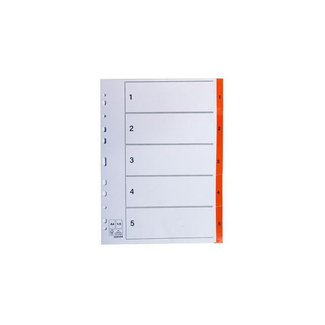 Register plastic tab 1-5 orange 20/pack