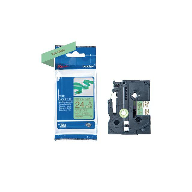 Tape BROTHER TZERM54 24mm gold on m-green