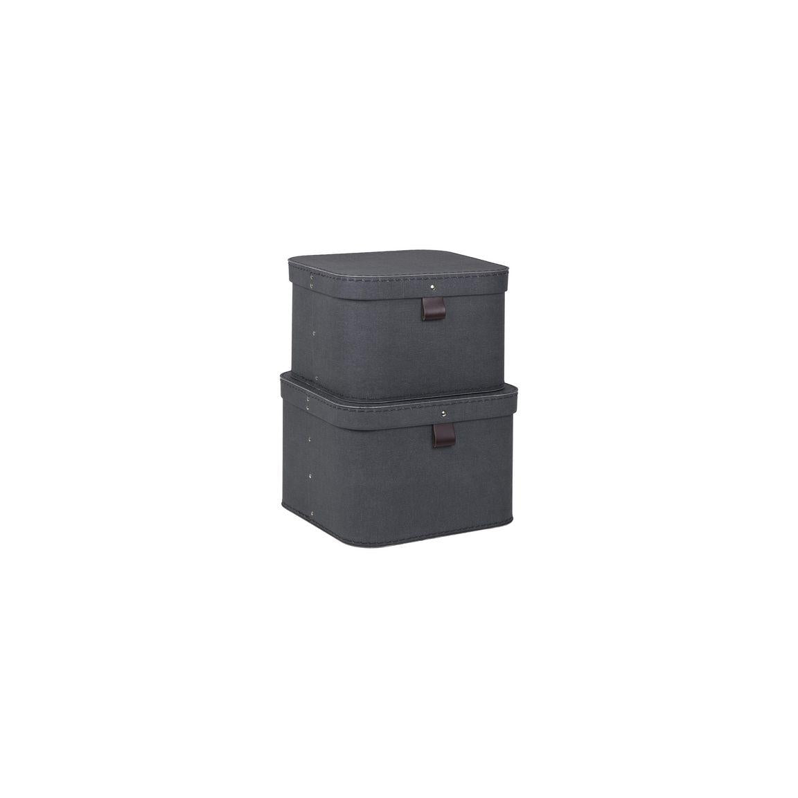 Storage box w.lid cardboard black 2/pc