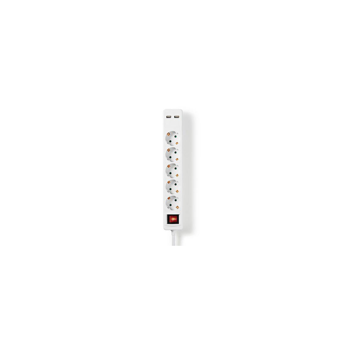 Power strip NEDIS earthed 5-way + 2 USB