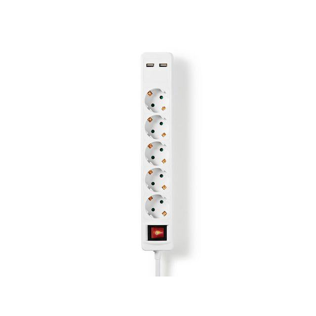 Power strip NEDIS earthed 5-way + 2 USB