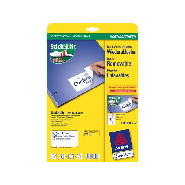 Label AVERY avtagb 63,5x38,1mm 630/fp