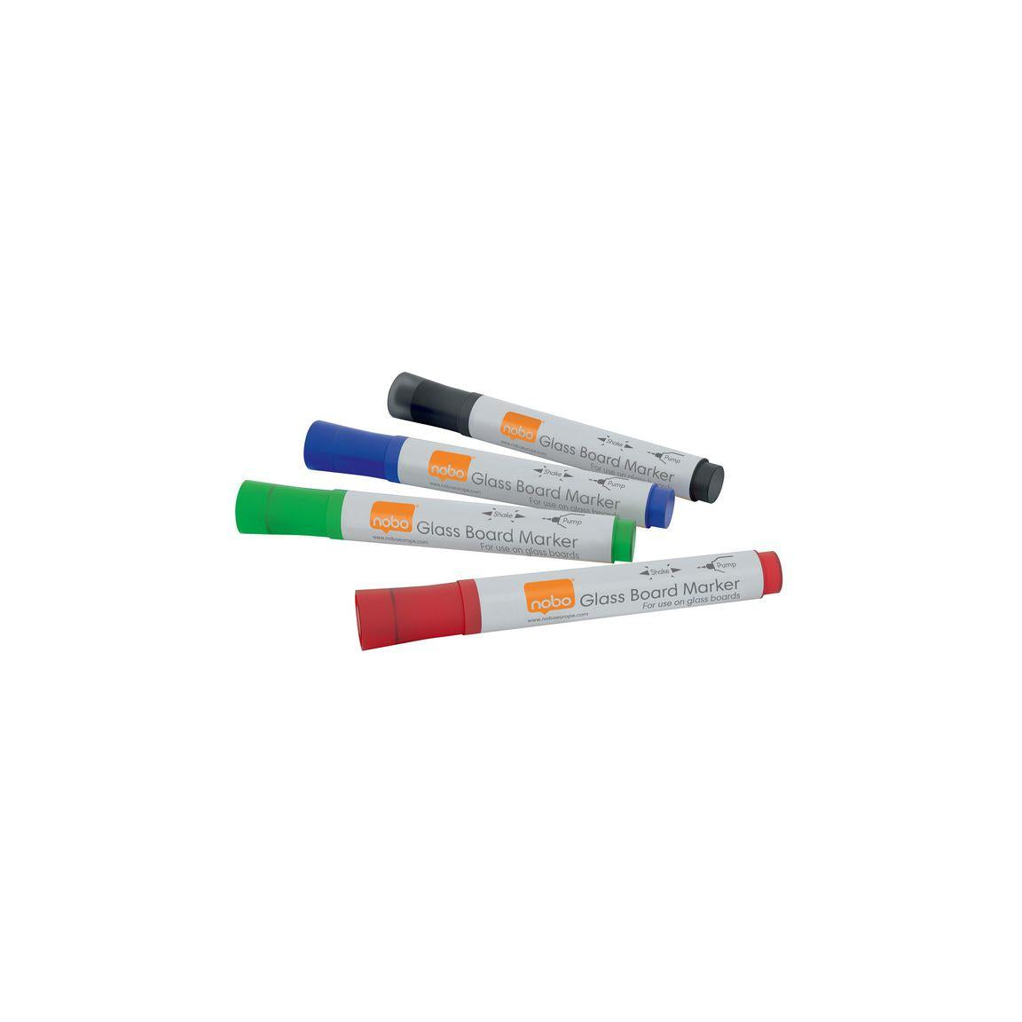 Whiteboard pen glass NOBO black colour 4/pc