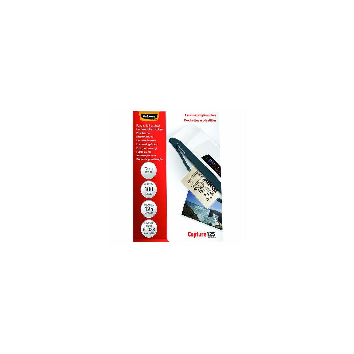 Laminate FELLOWES 75x105mm 125mic 100/pack