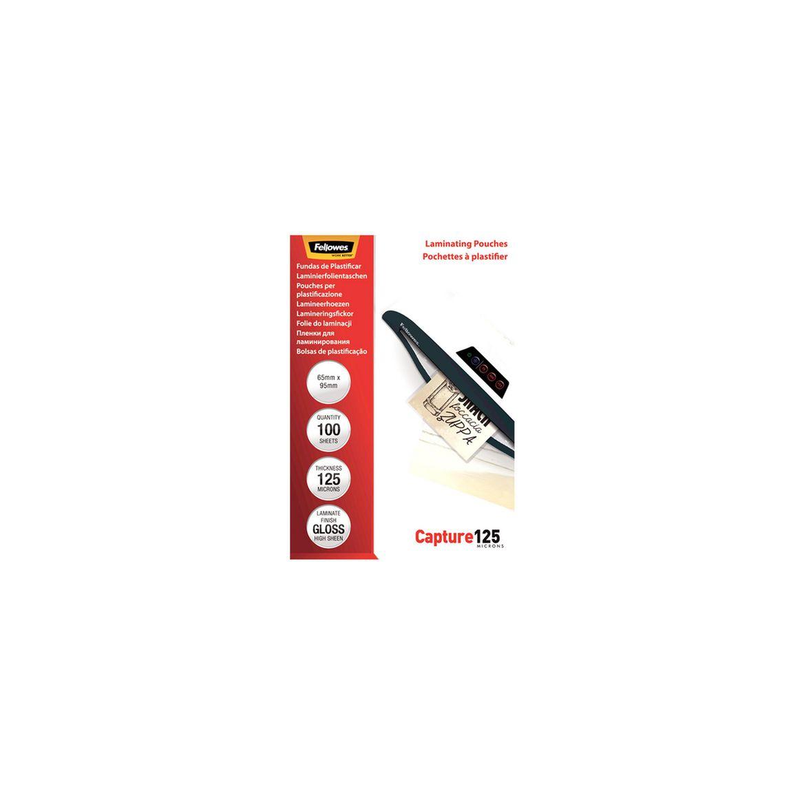 Laminate FELLOWES 64x95mm 125mic 100/pack