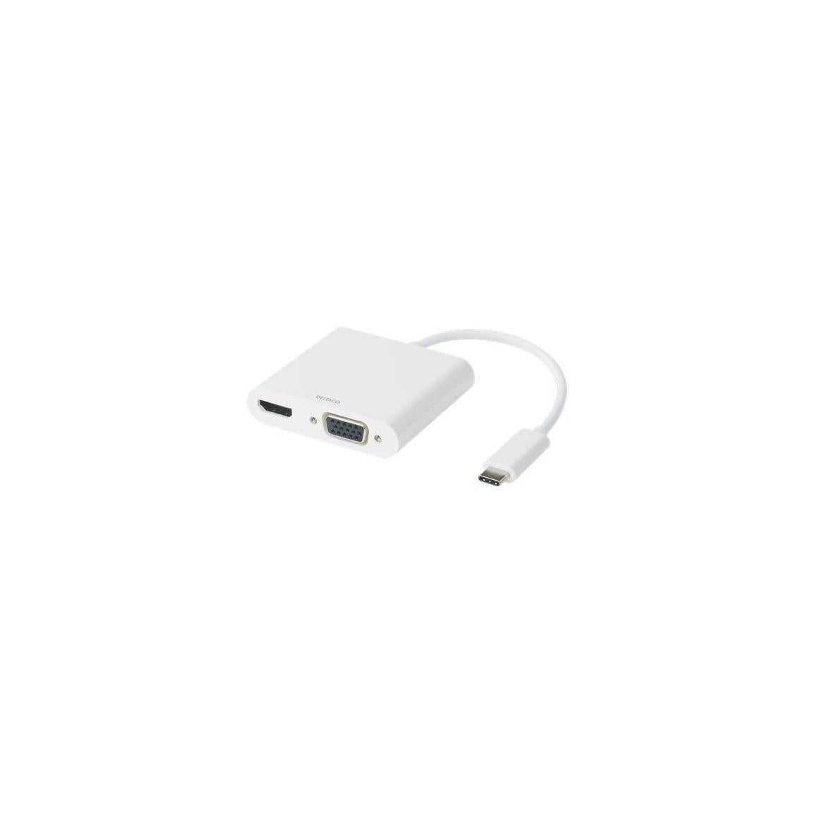 Adapter DELTACO HDMI/VGA/Audio/USB-C white