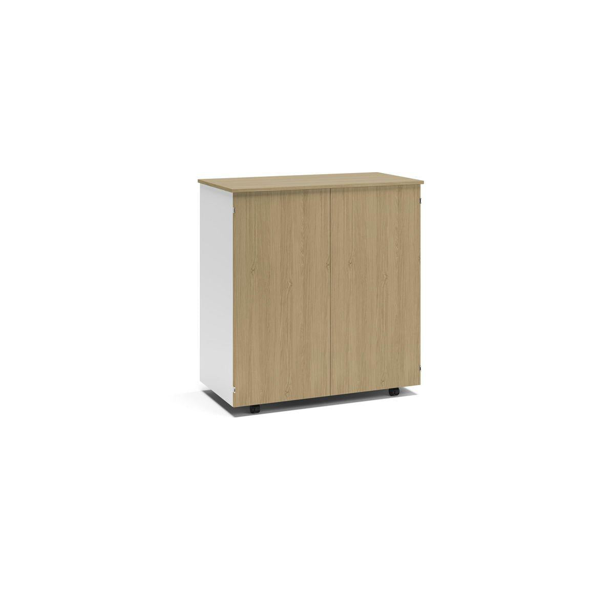 Cubic workstation white/oak