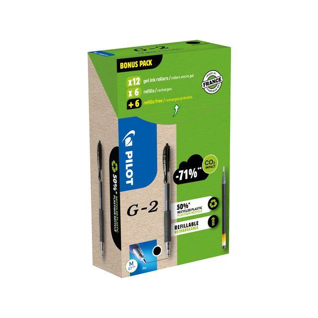 Gel pen PILOT G2 Greenp. black 12+12/pc