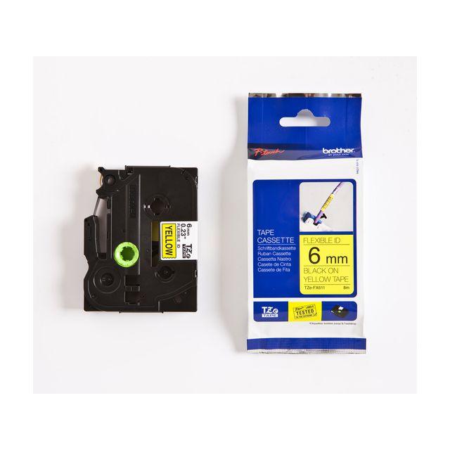 Tape BROTHER TZEFX611 6mm black on yellow