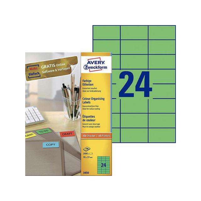 Label AVERY green 70x37mm 2400/pc