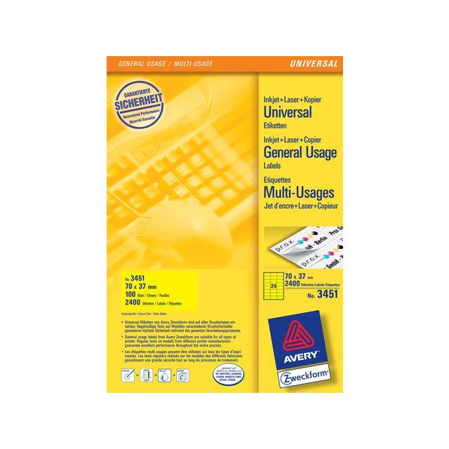 Label AVERY yellow 70x37mm 2400/pc