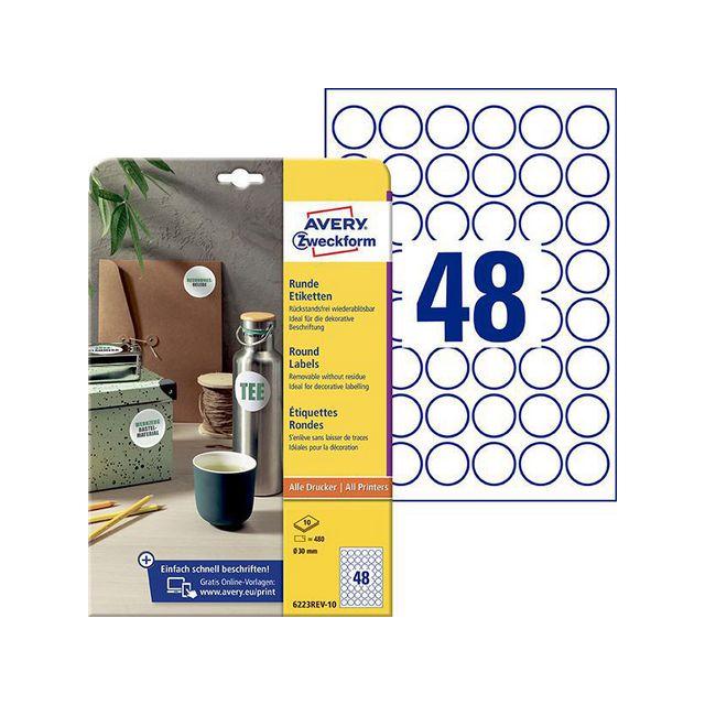 Label AVERY removable round 30mm 440/pc