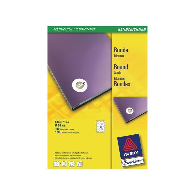Label AVERY round 60mm 1200/fp