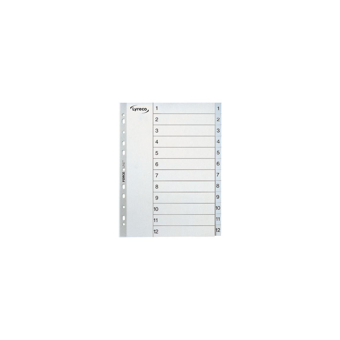 Plastic register LYRECO A4 PP 1-12 grey