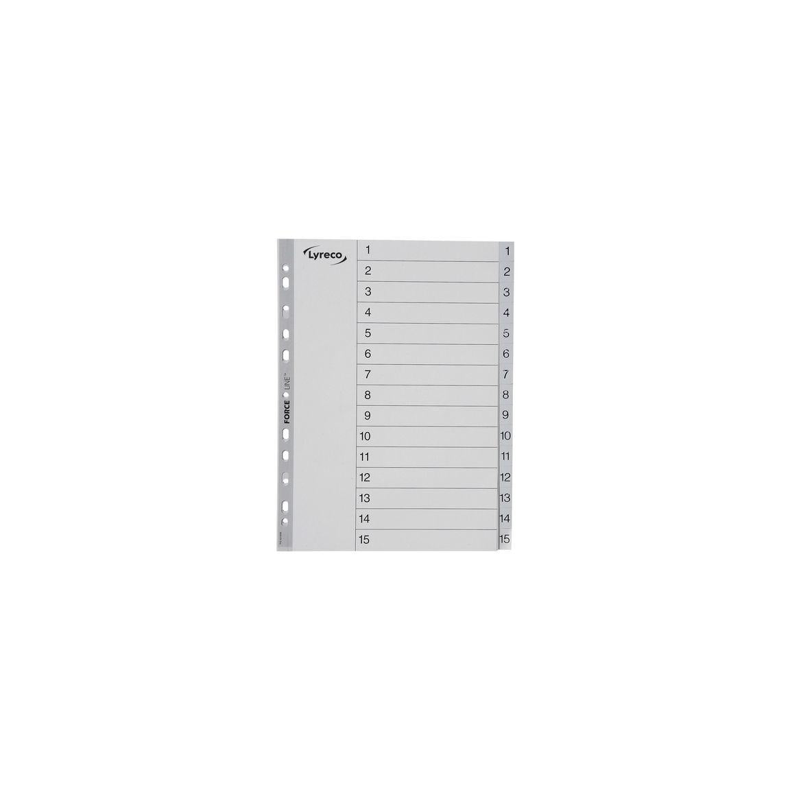 Plastic register LYRECO A4 PP 1-15 grey