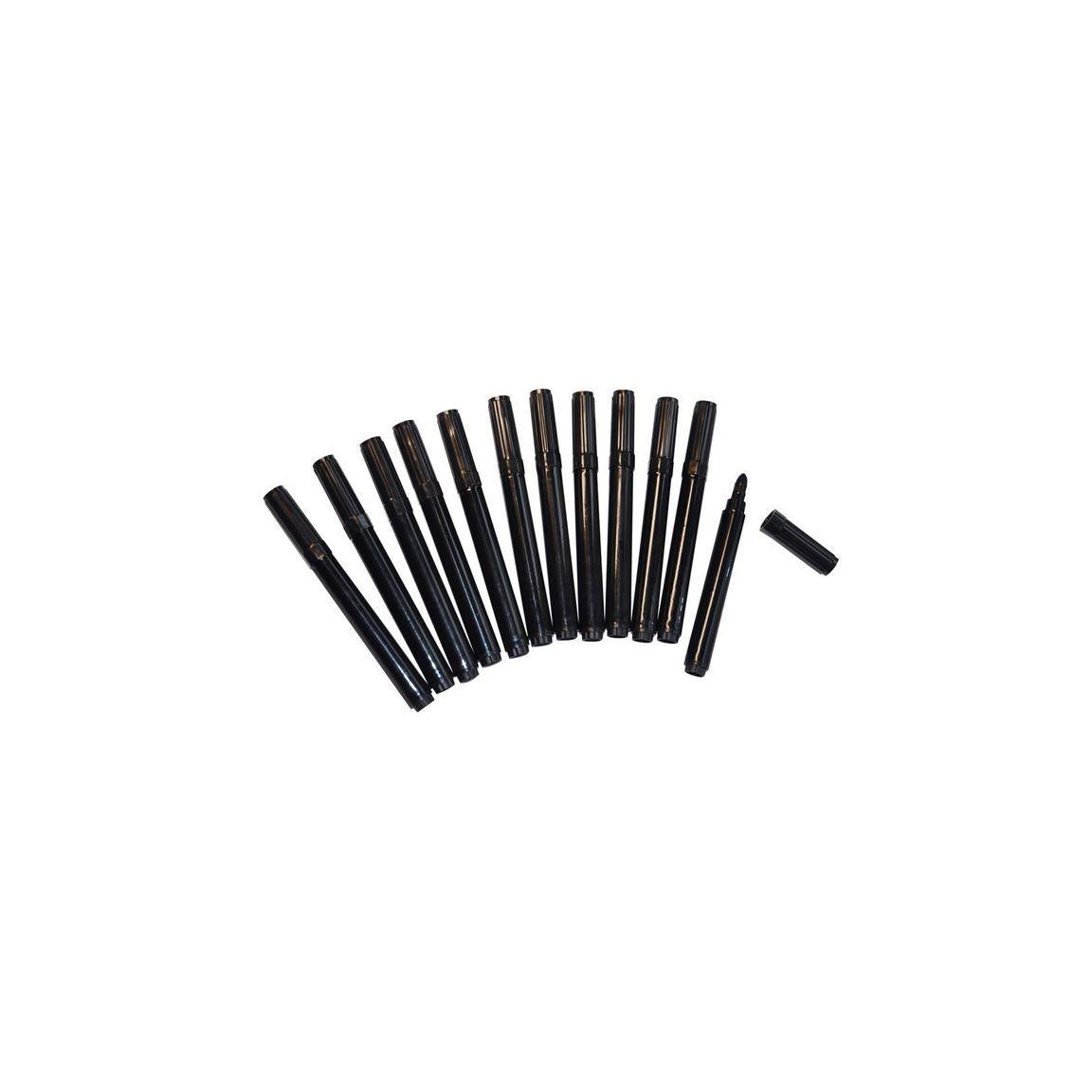 Fibre pen broad black 12/pack