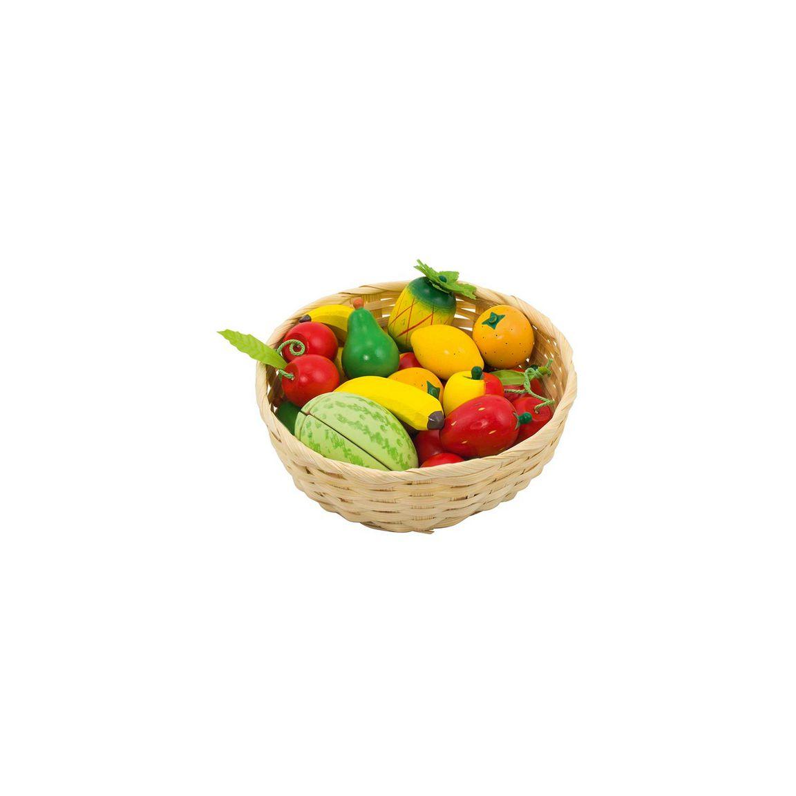Fruit basket with fruits in wood 23