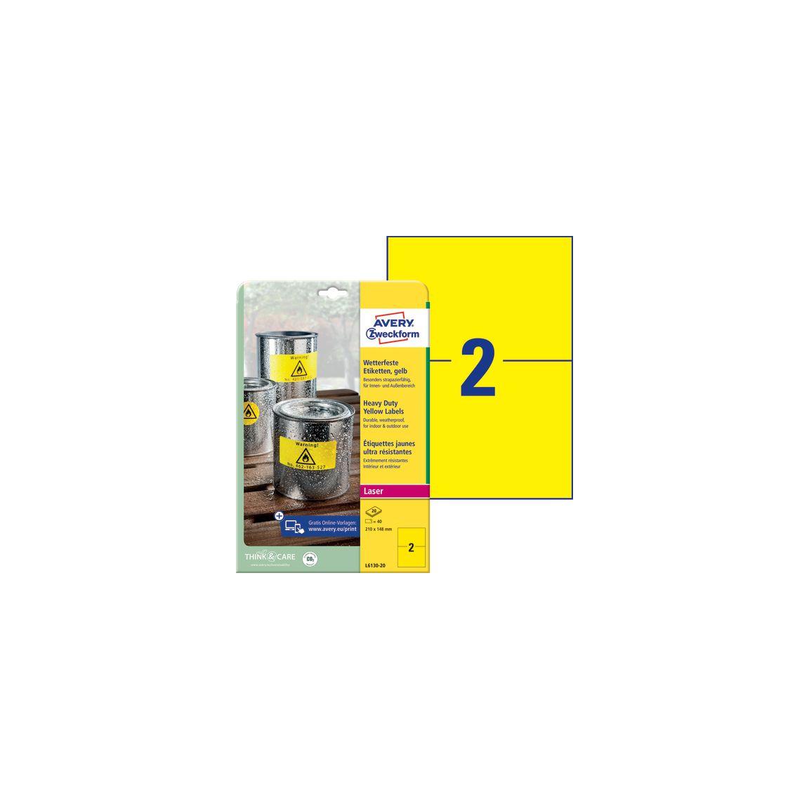 Label AVERY 210x148mm yellow 40/pack