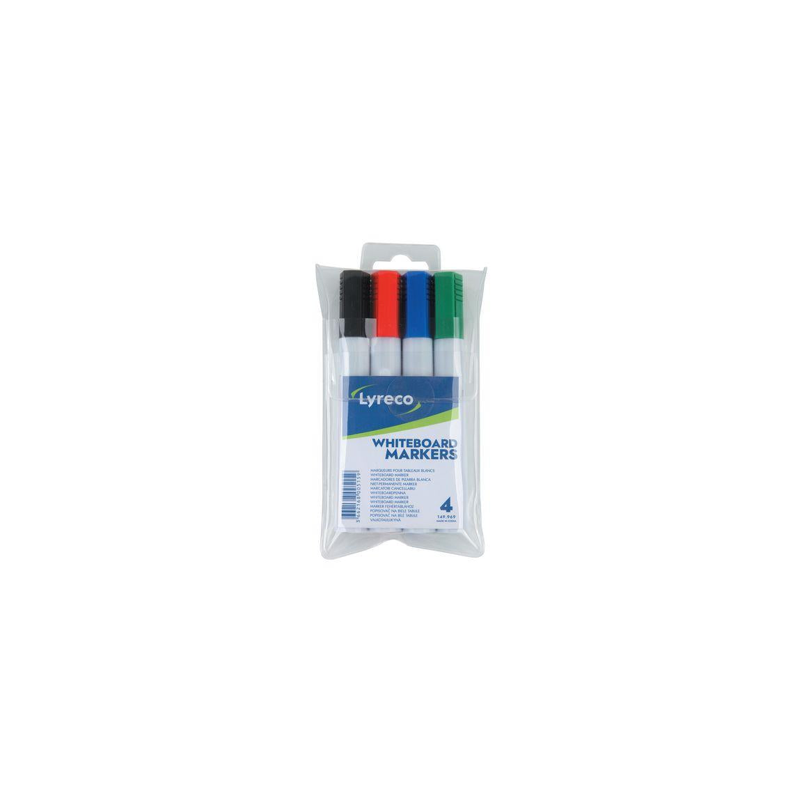 Whiteboard pen LYRECO drywipe round 4/pack