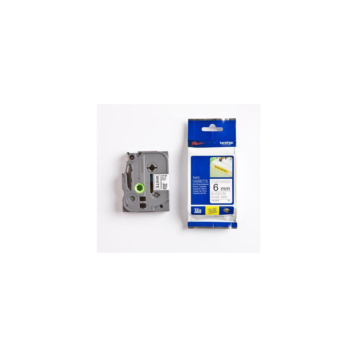 Tape BROTHER TZES-211 6mm black on white