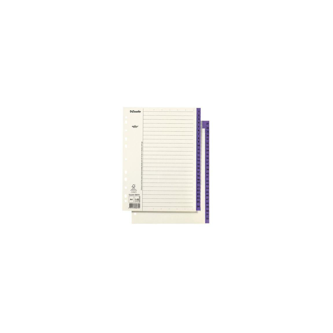 Cardboard register Servo A4 1-52 purple tab