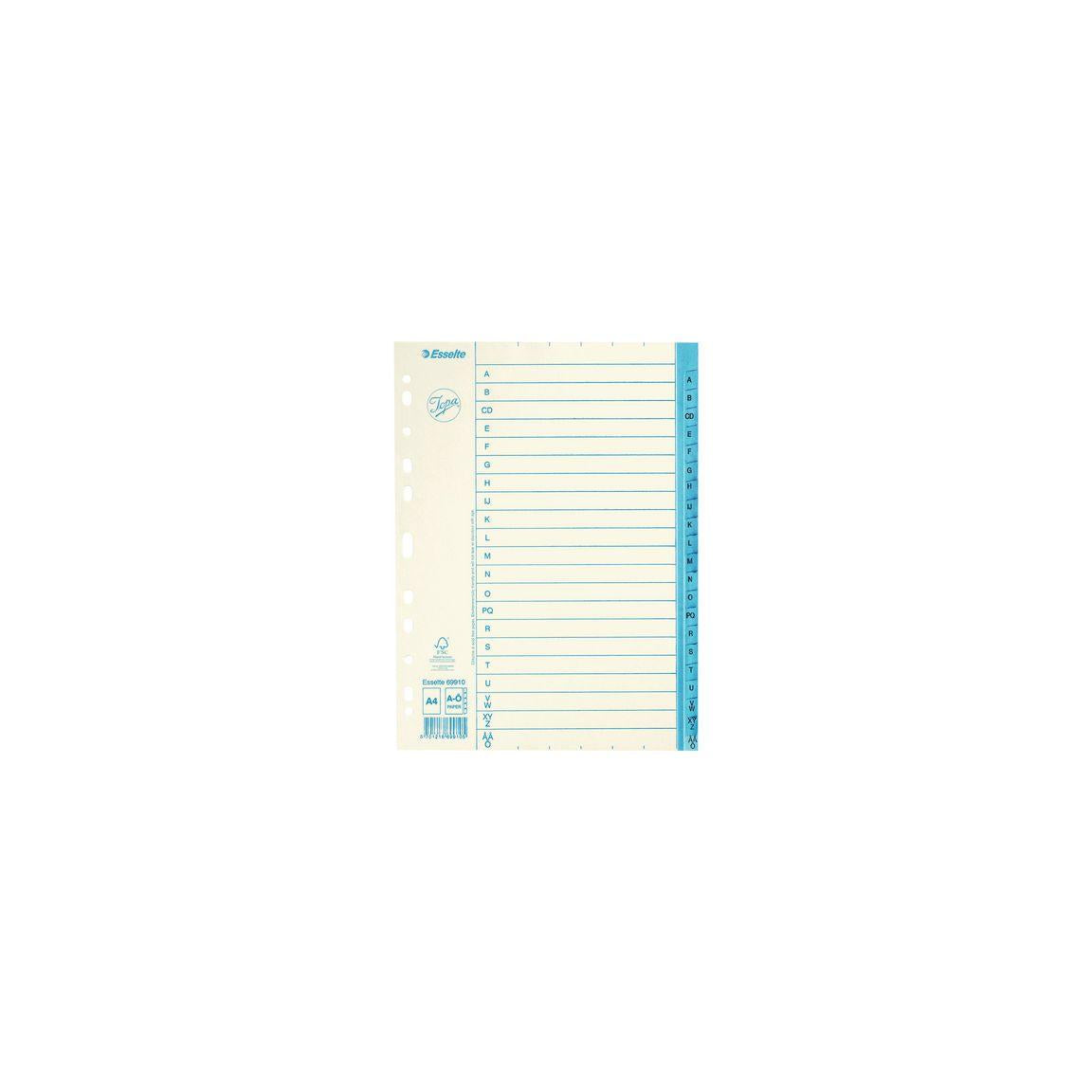 Card index JOPA A4 A-Z white/blue