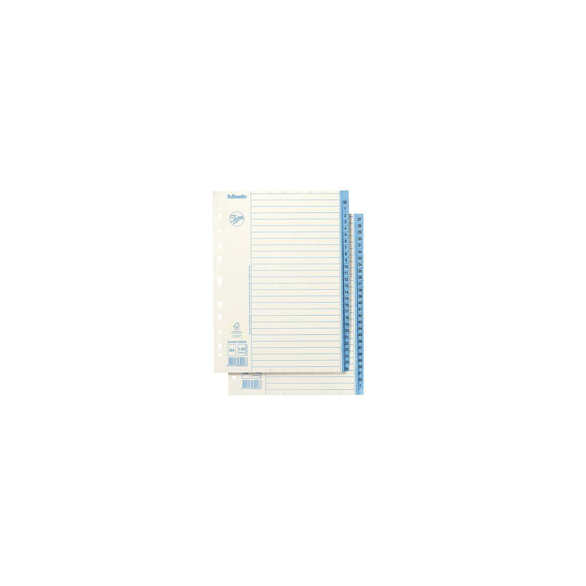 Cardboard index JOPA A4 1-52 white/blue