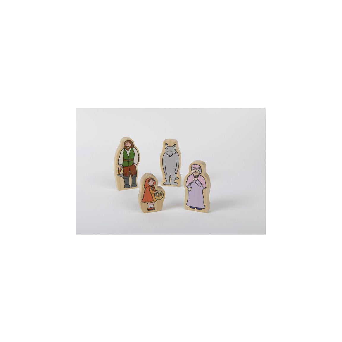 Wooden fairy tale figures, Little Red Riding Hood 4/pc