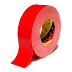 Textile tape, plastic-coated, 25mm x 50m, red