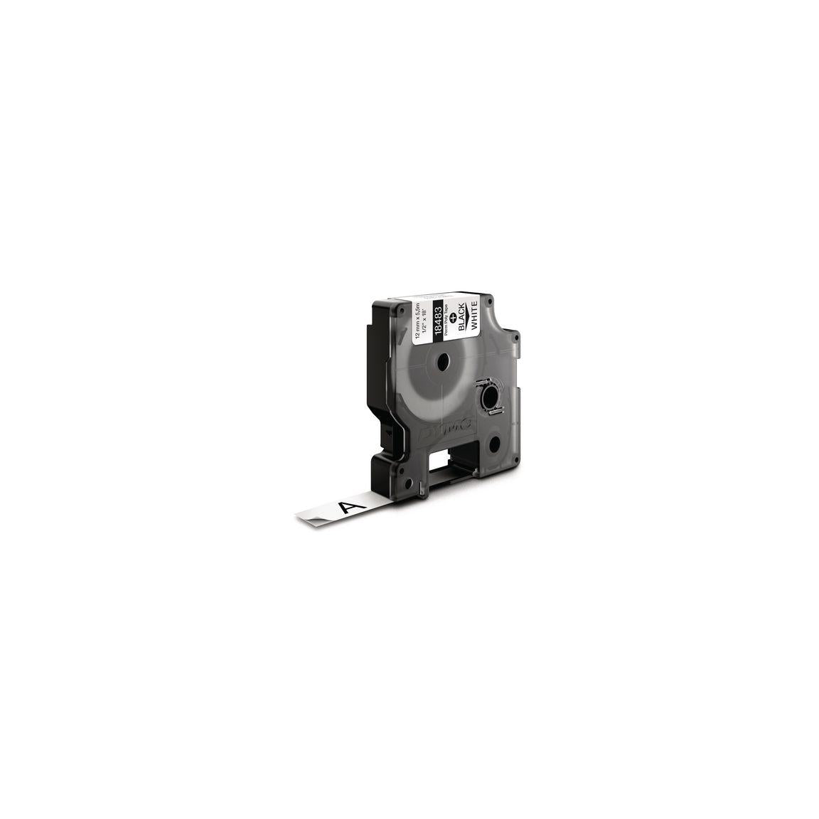 Tape Rhino perm polyester 12mm black on white