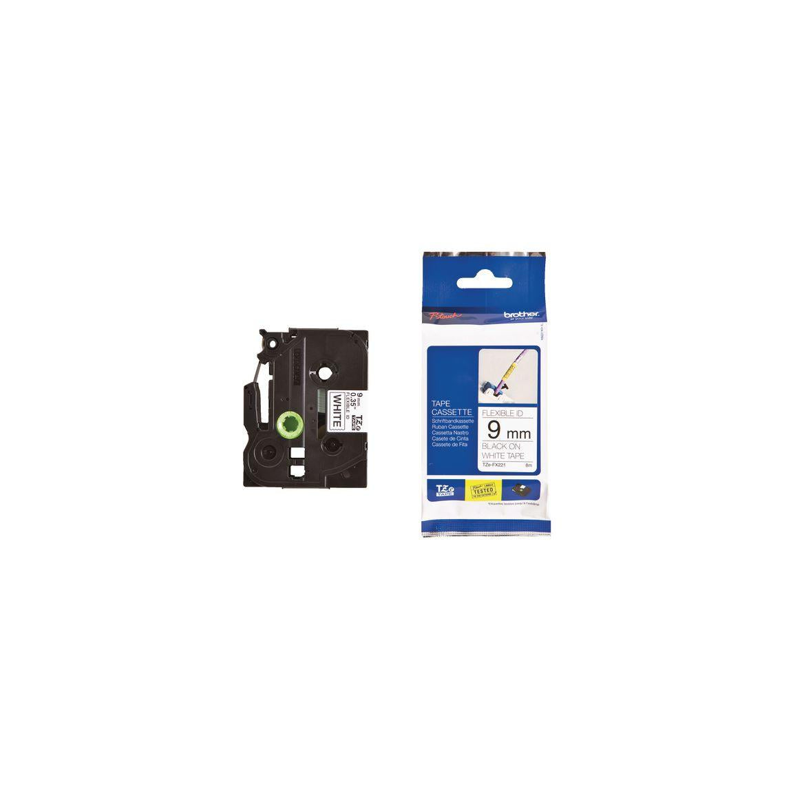 Tape BROTHER TZEFX221 9mm black on white