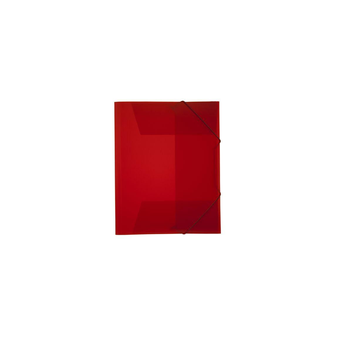 Rubber band folder plastic 3-cl A4 transp/red